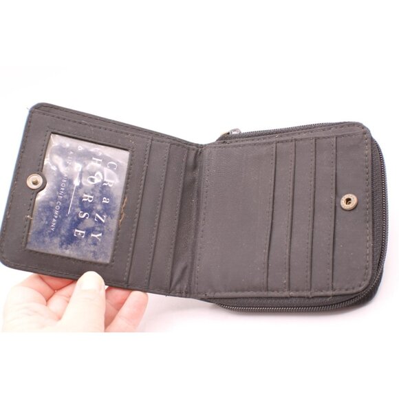 Liz Claiborne Crazy Horse Black Wallet Zip Snap Bi-Fold ID Card Holder Organizer - Picture 7 of 14